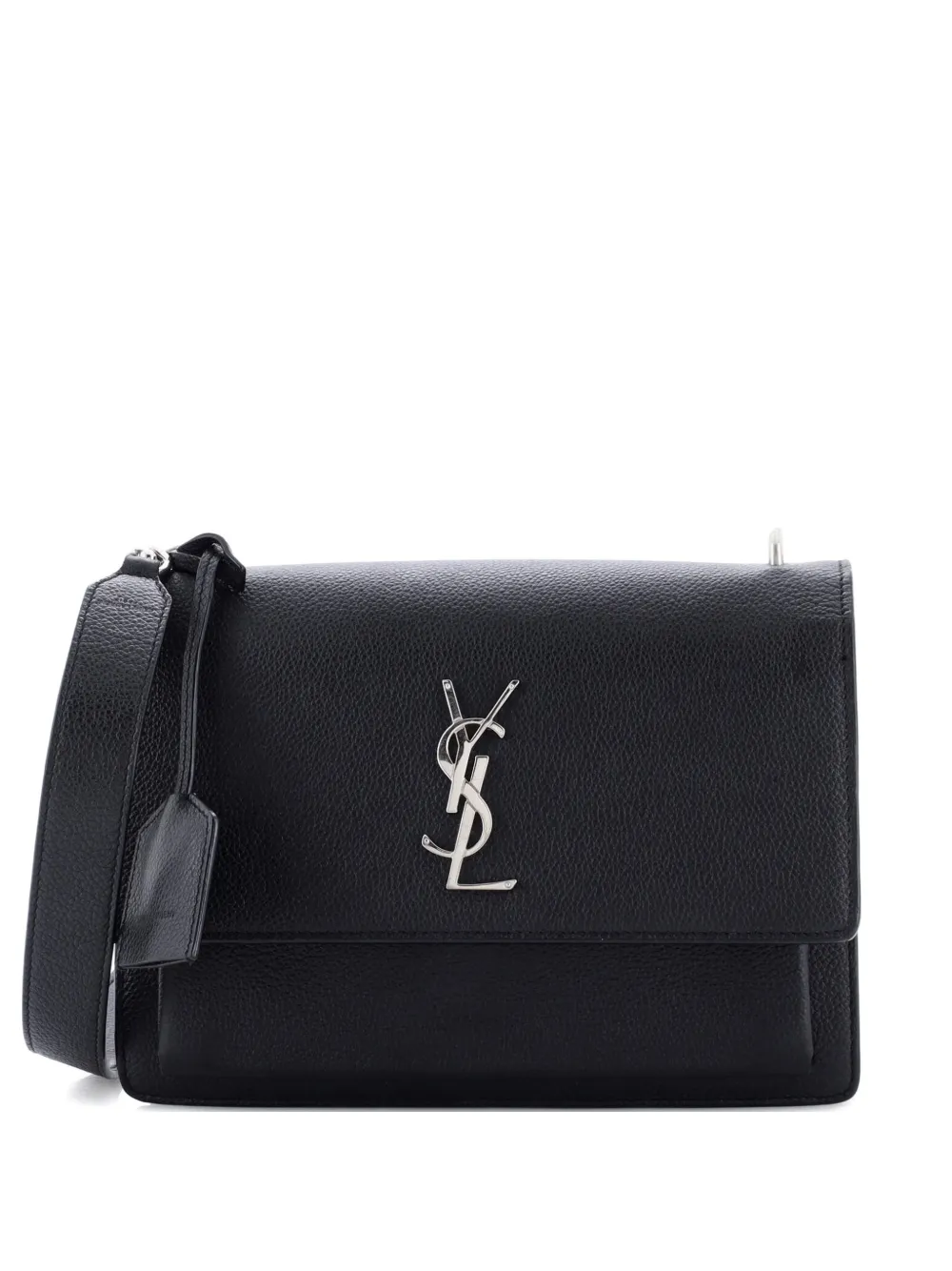 Pre-owned Saint Laurent Sunset Satchel Leather Medium Crossbody Bag In Black