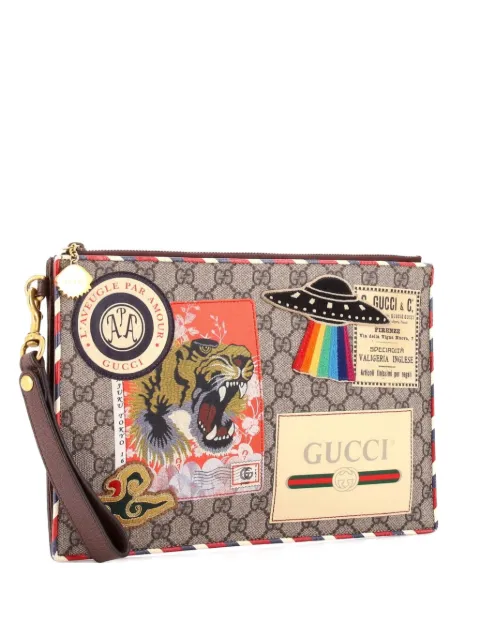Gucci Pre-Owned Courrier Pouch GG Coated Canvas with Applique clutch bag