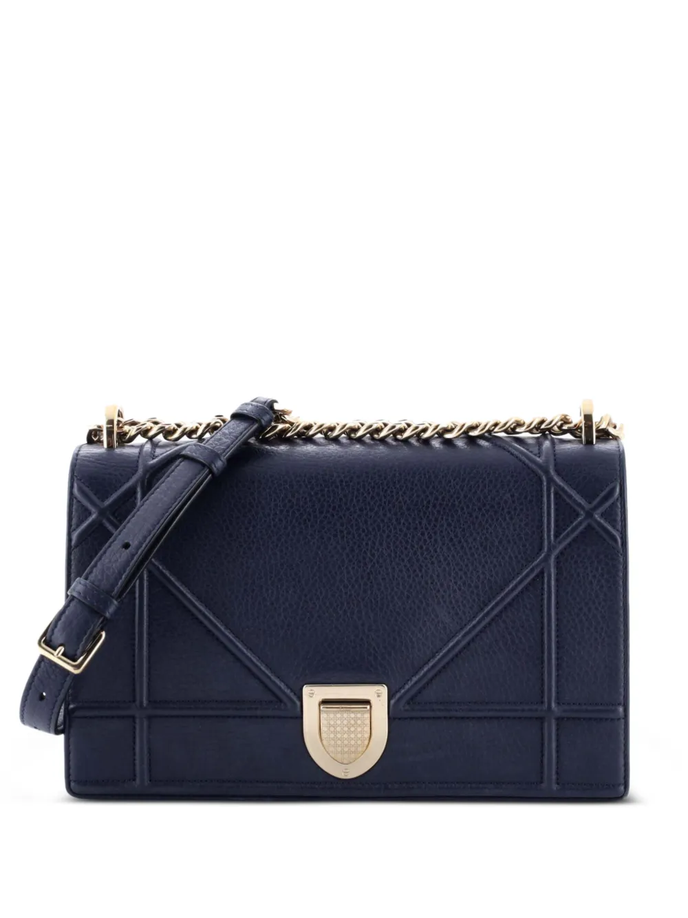 Christian Dior Pre-Owned Diorama Flap Bag Grained Calfskin Medium crossbody bag - Blu