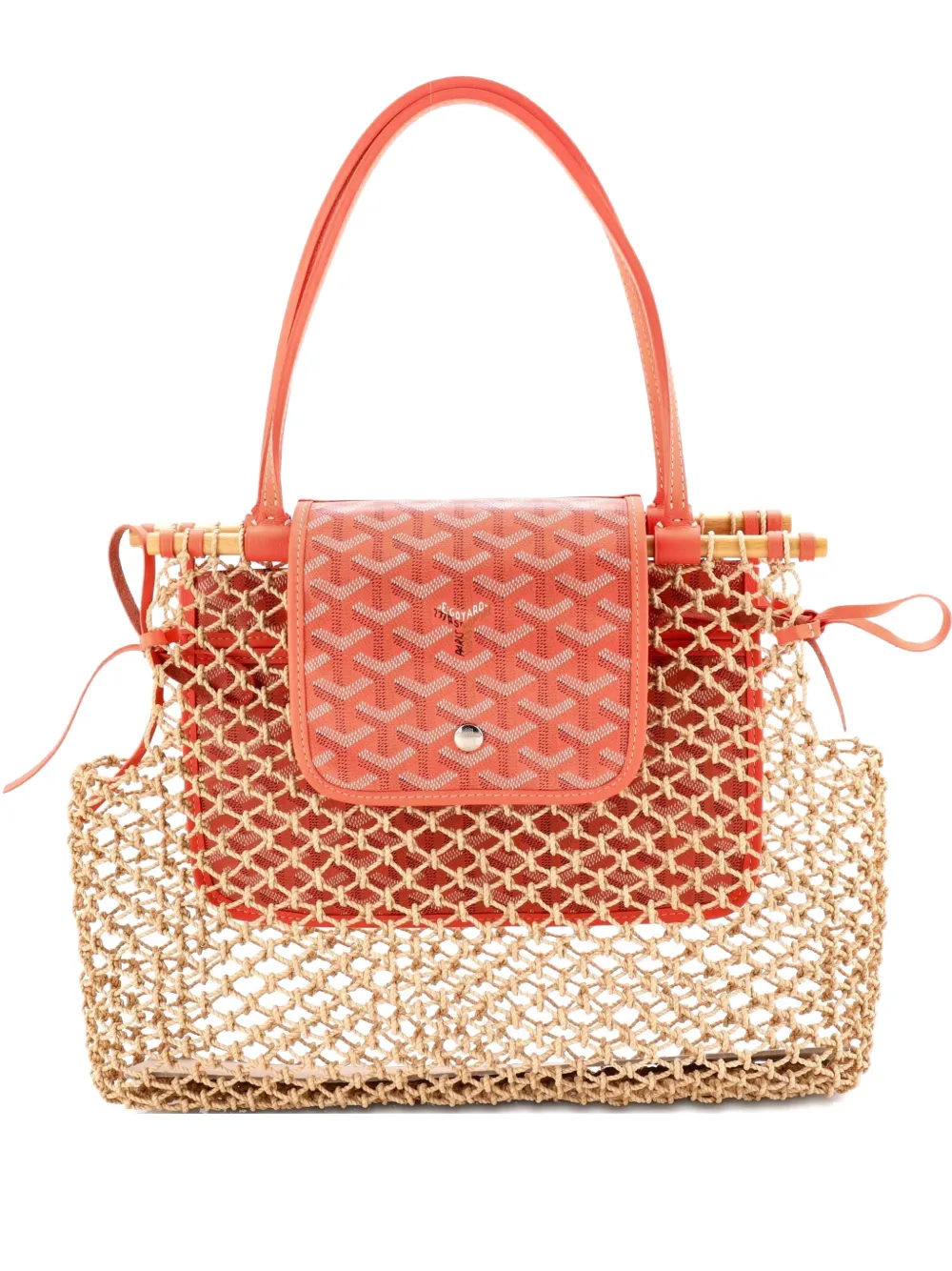 Pre-owned Goyard Aligre Bag Raffia Net With Coated Canvas Tote Bag In Neutral