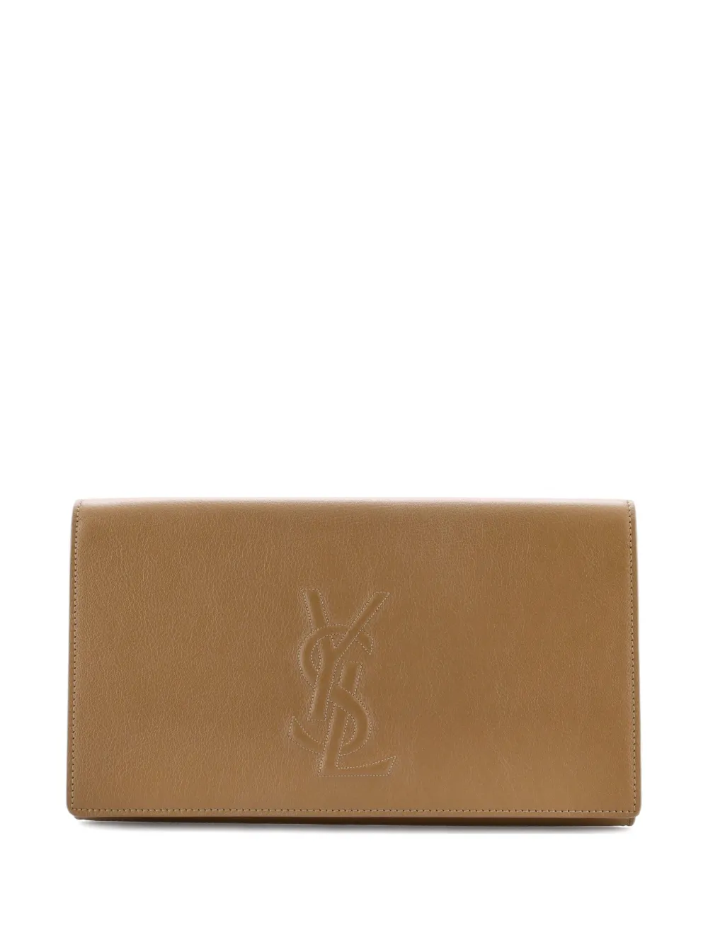 SAINT LAURENT Pre-owned Belle De Jour Leather Large Clutch Bag In Neutral