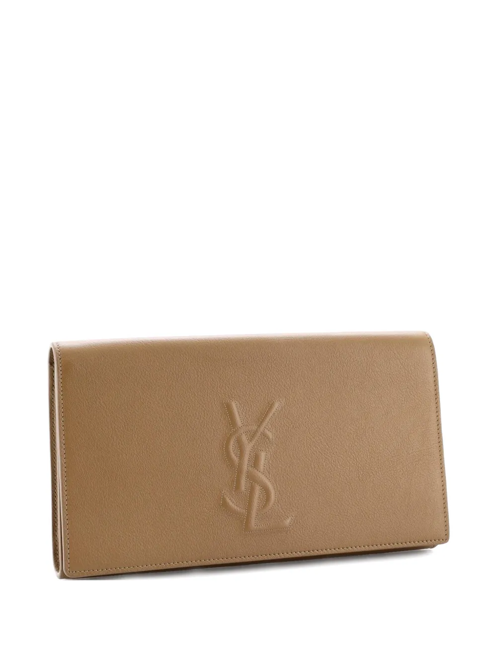 Pre-owned Saint Laurent Belle De Jour Leather Large Clutch Bag In Neutral