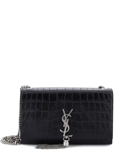 Saint Laurent Pre-Owned Classic Monogram Tassel Crocodile Embossed Leather Medium crossbody bag
