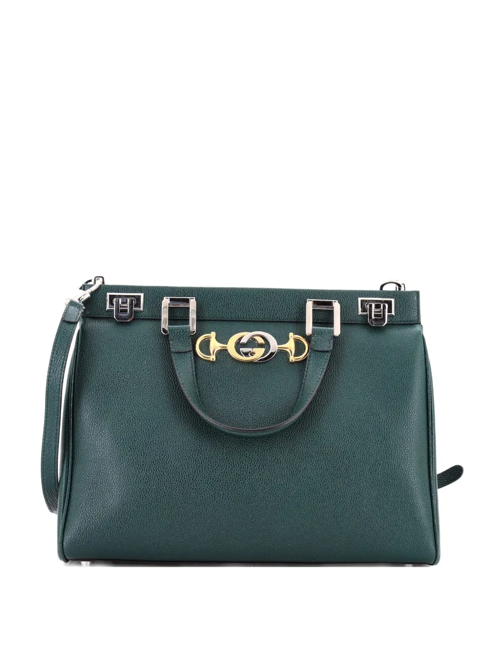 Pre-owned Gucci Zumi Top Handle Bag Leather Medium Satchel In Green