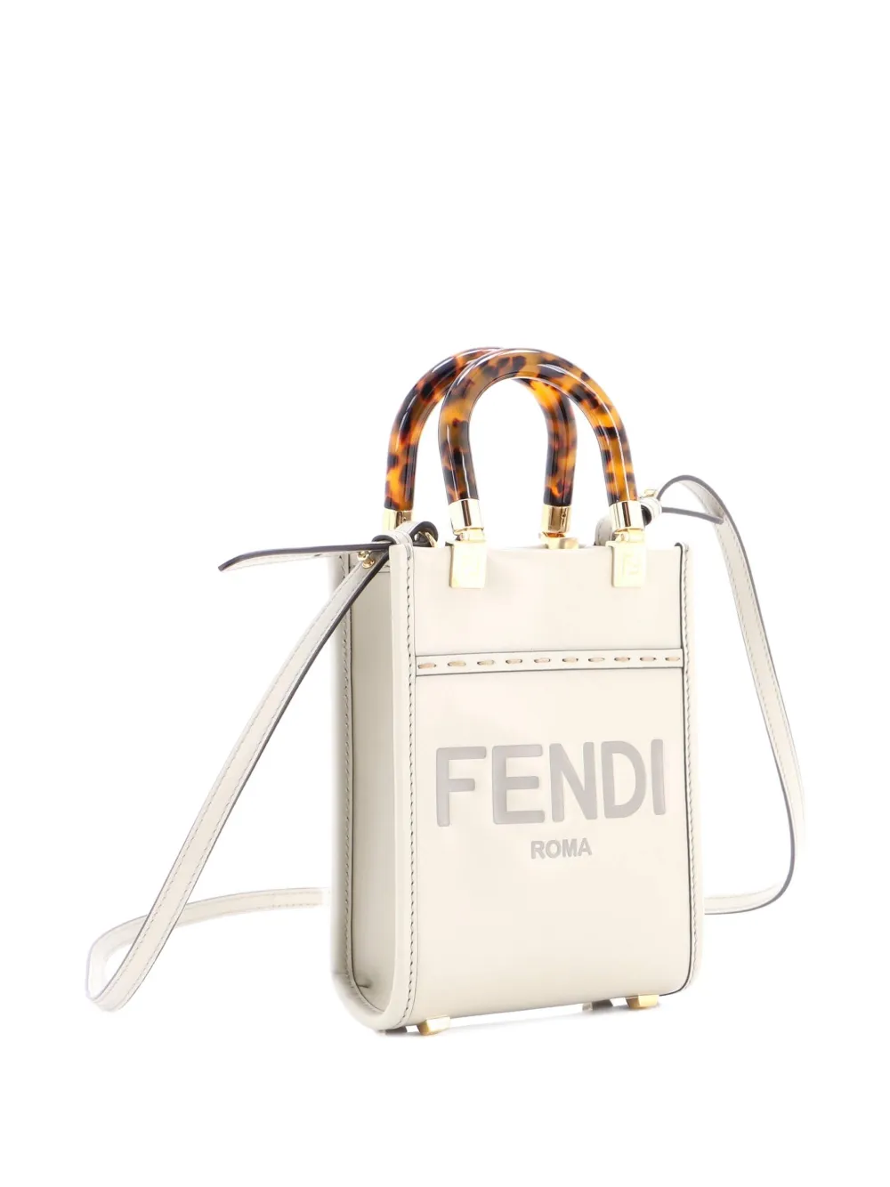 FENDI Pre-owned Sunshine Shopper Tote Leather Mini Crossbody Bag In Green