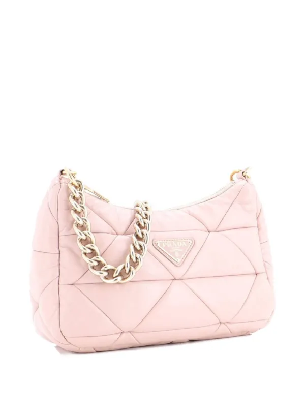 Prada Pre-owned System Re-edition Shoulder Bag Quilted Nappa Leather Small Hobo Bag in Neutrals