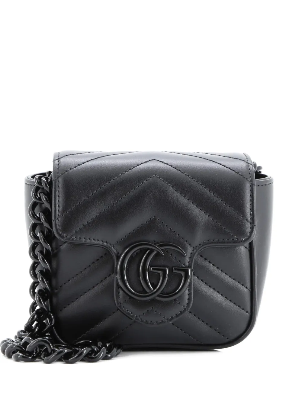 Gucci Pre-Owned GG Marmont Flap Matelasse Leather Mini belt bag - Nero