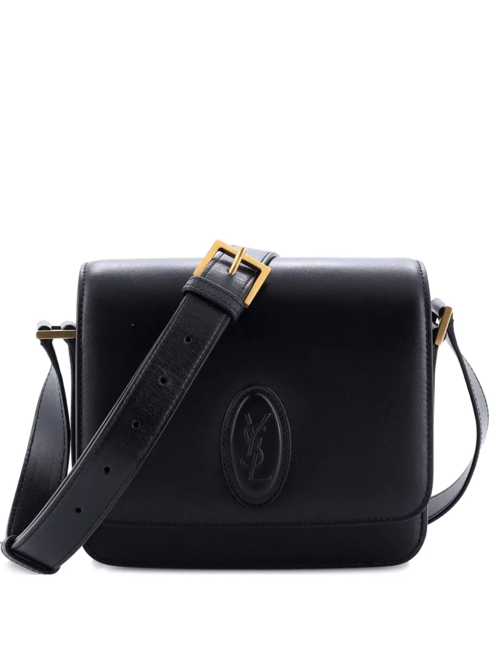 Pre-owned Saint Laurent Le 61 Saddle Bag Leather Small Crossbody Bag In Black