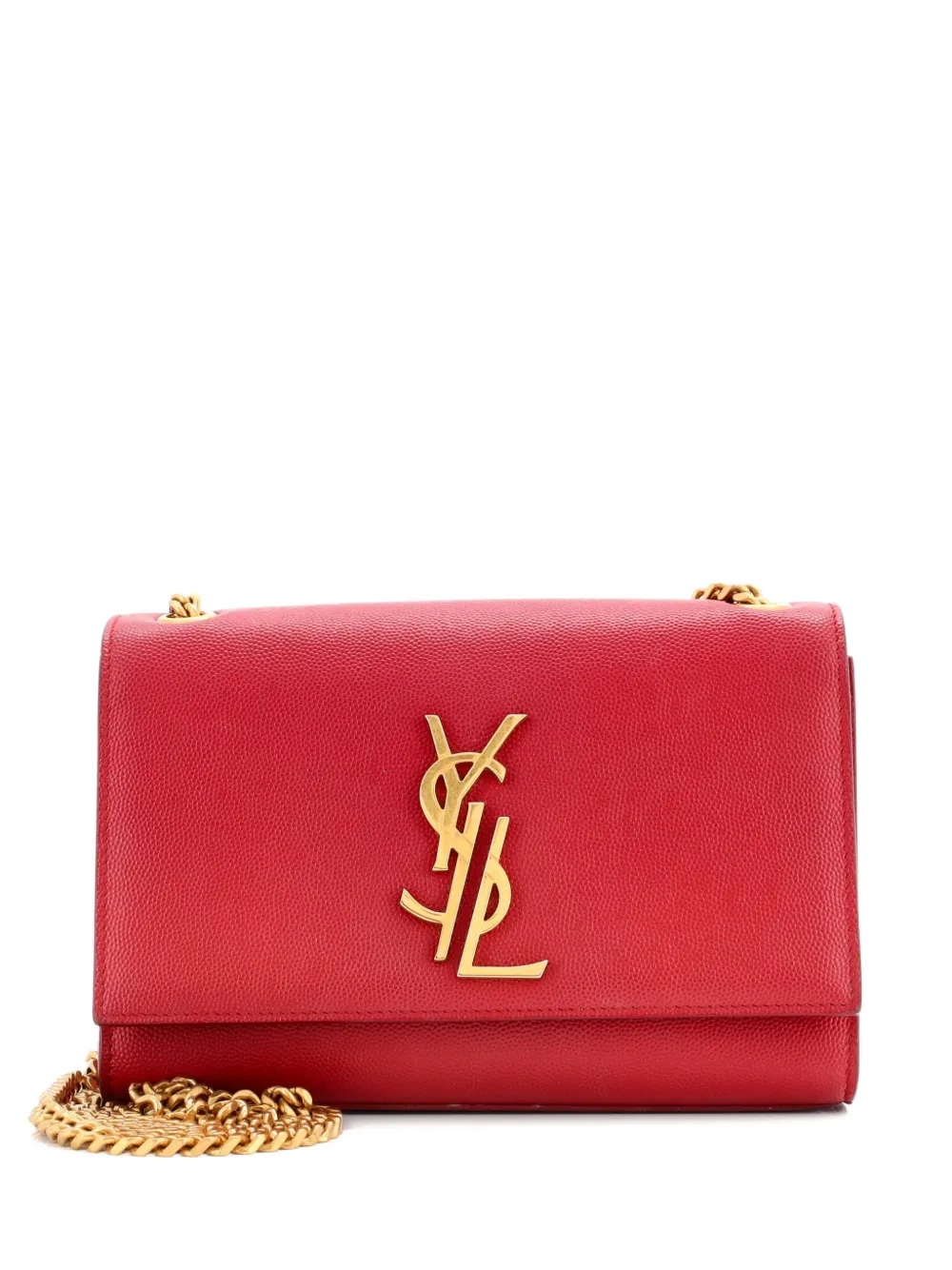 Saint Laurent Pre-Owned Deconstructed Monogram Grainy Leather Medium crossbody bag - Rosso