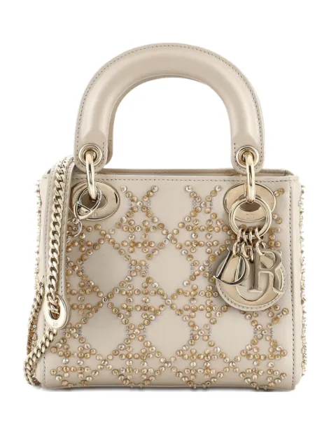 Christian Dior Pre-Owned Lady Dior Chain Bag Crystal Embellished Cannage Quilt Leather Mini satchel