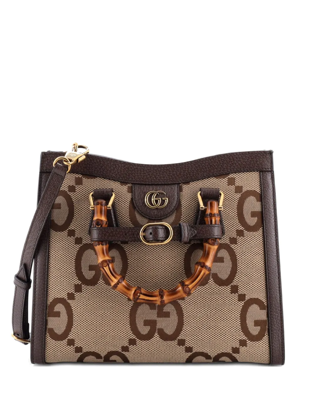 Gucci Pre-Owned Diana NM Bamboo Handle Jumbo GG Canvas Small tote bag - Marrone