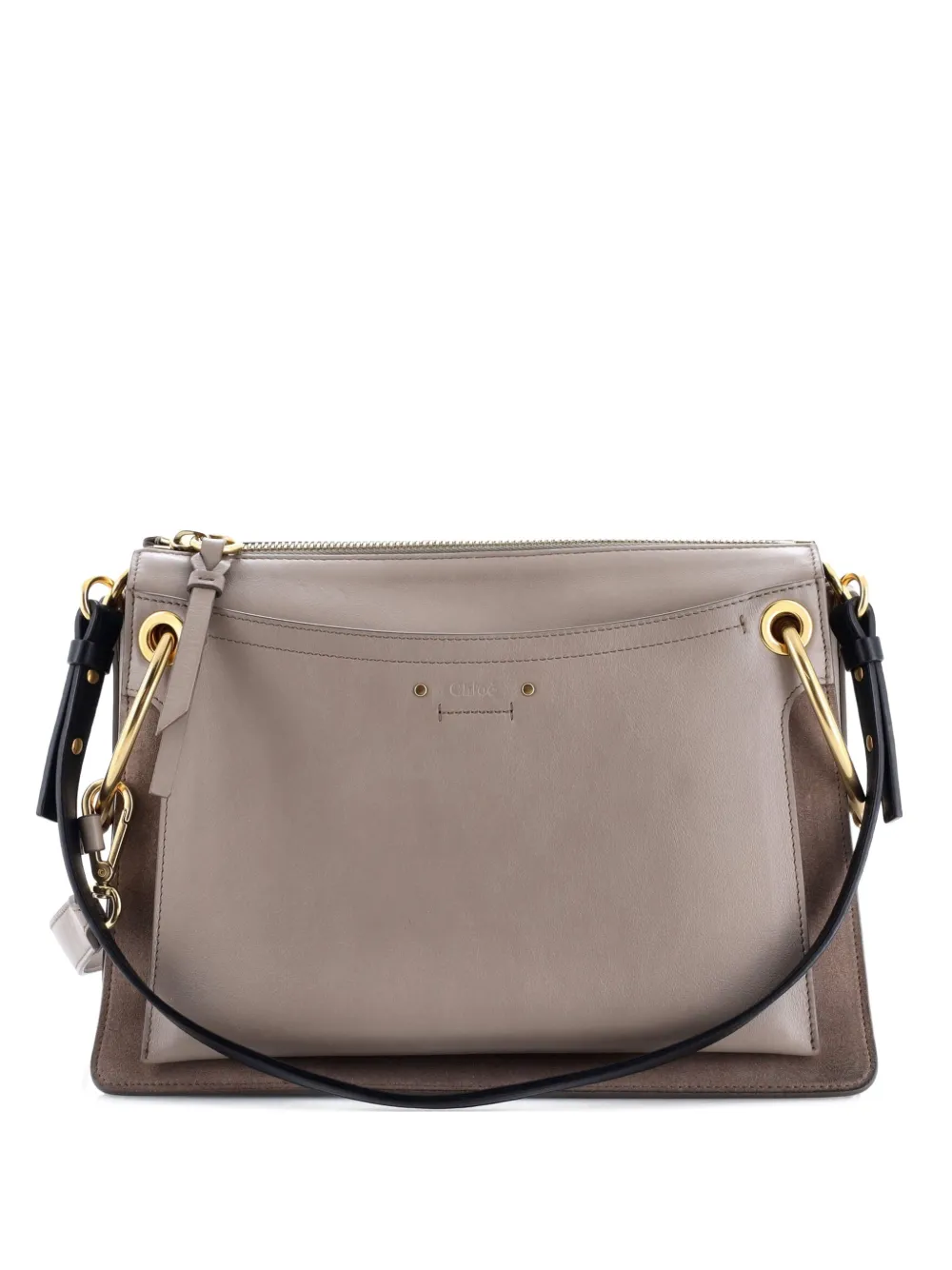 Pre-owned Chloé Roy Leather Medium Shoulder Bag In Neutral