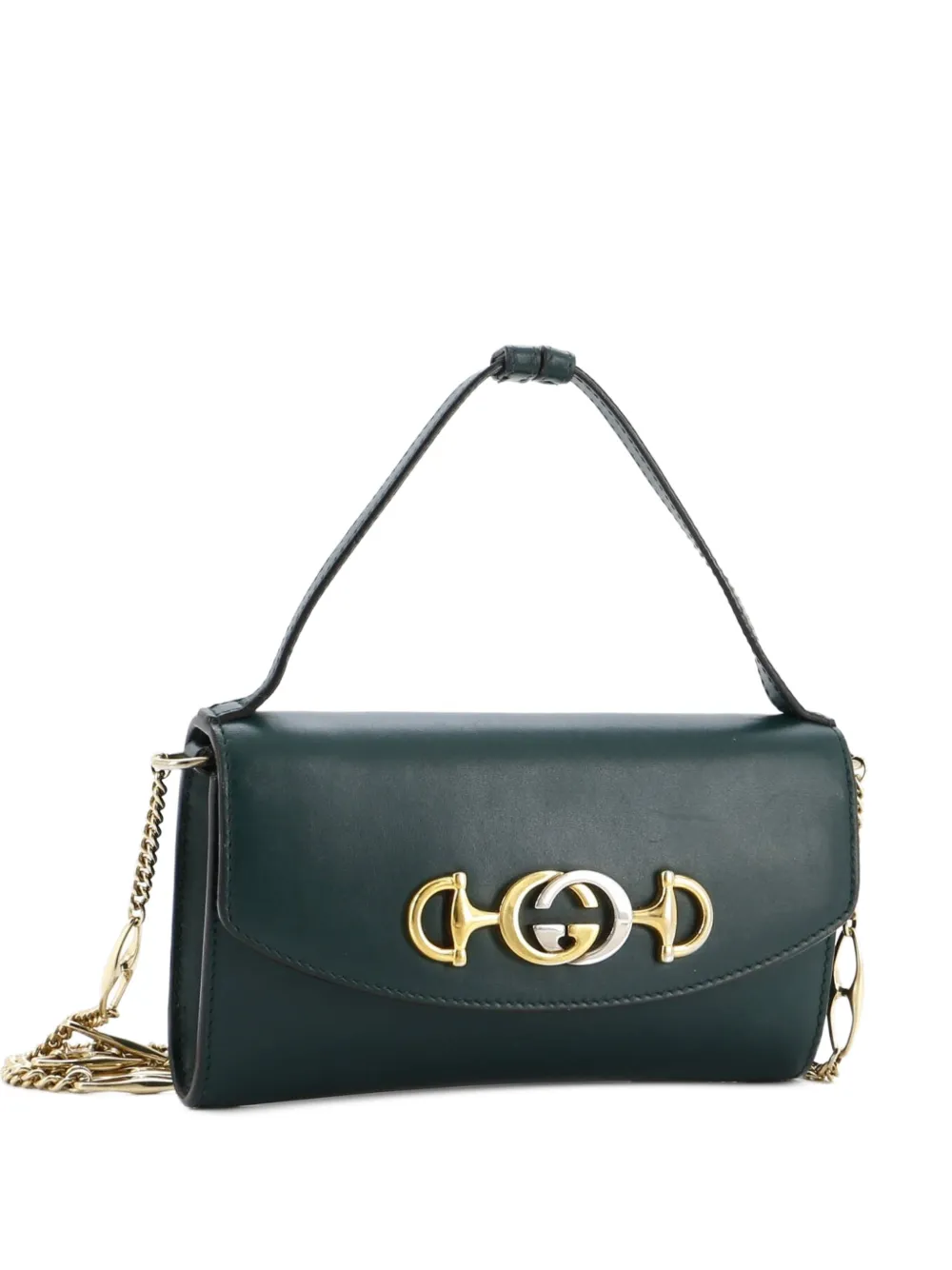 Pre-owned Gucci Zumi Leather Mini Shoulder Bag In Green