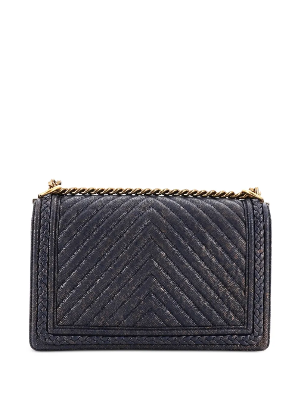 Braided Boy Flap Bag Patinated Chevron Caviar New Medium Shoulder Bag