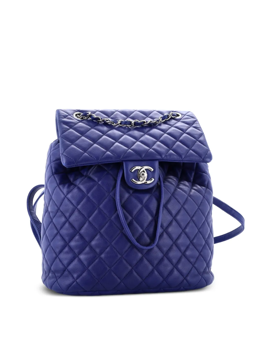 Pre-owned Chanel Urban Spirit Quilted Lambskin Large Backpack In Blue