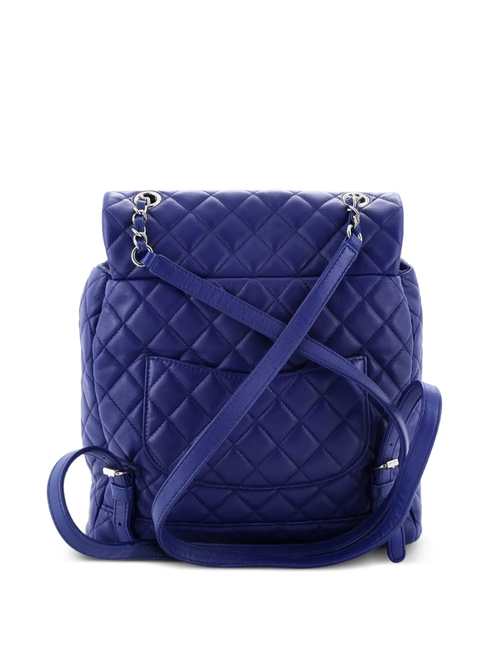 Pre-owned Chanel Urban Spirit Quilted Lambskin Large Backpack In Blue