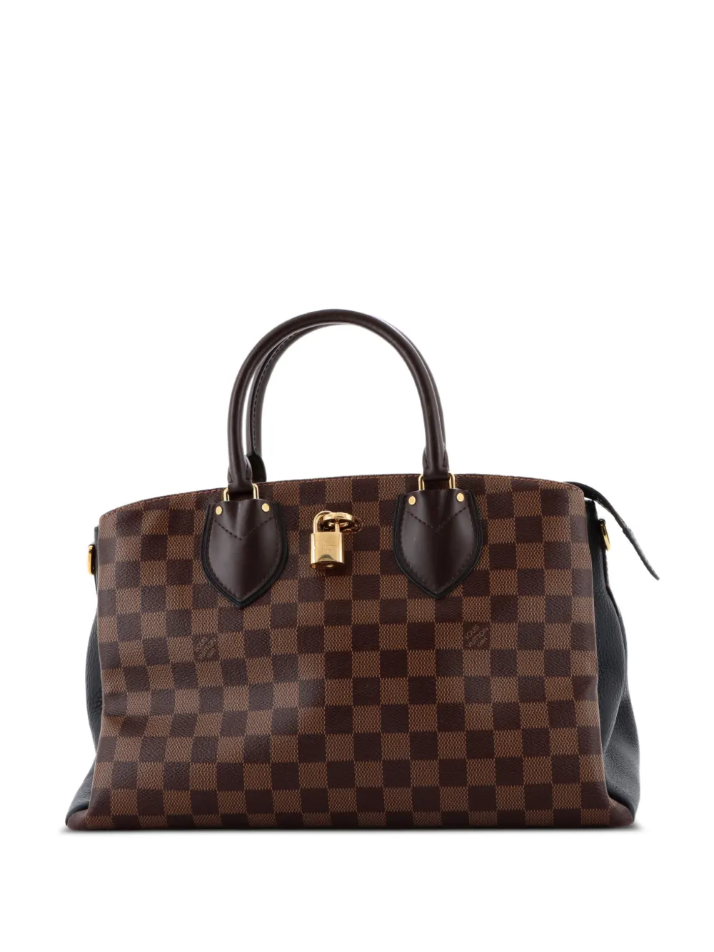 Pre-owned Louis Vuitton Normandy Handbag Damier And Leather Satchel In Black