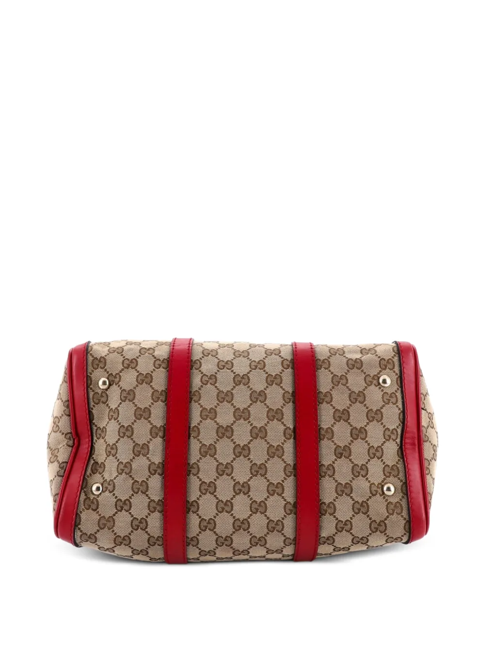 Pre-owned Gucci Convertible Joy Boston Bag Gg Canvas With Leather Medium Satchel In Brown