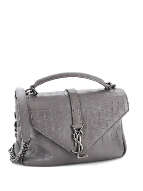 Saint Laurent Pre-Owned Classic Monogram College Bag Crocodile Embossed Leather Medium satchel