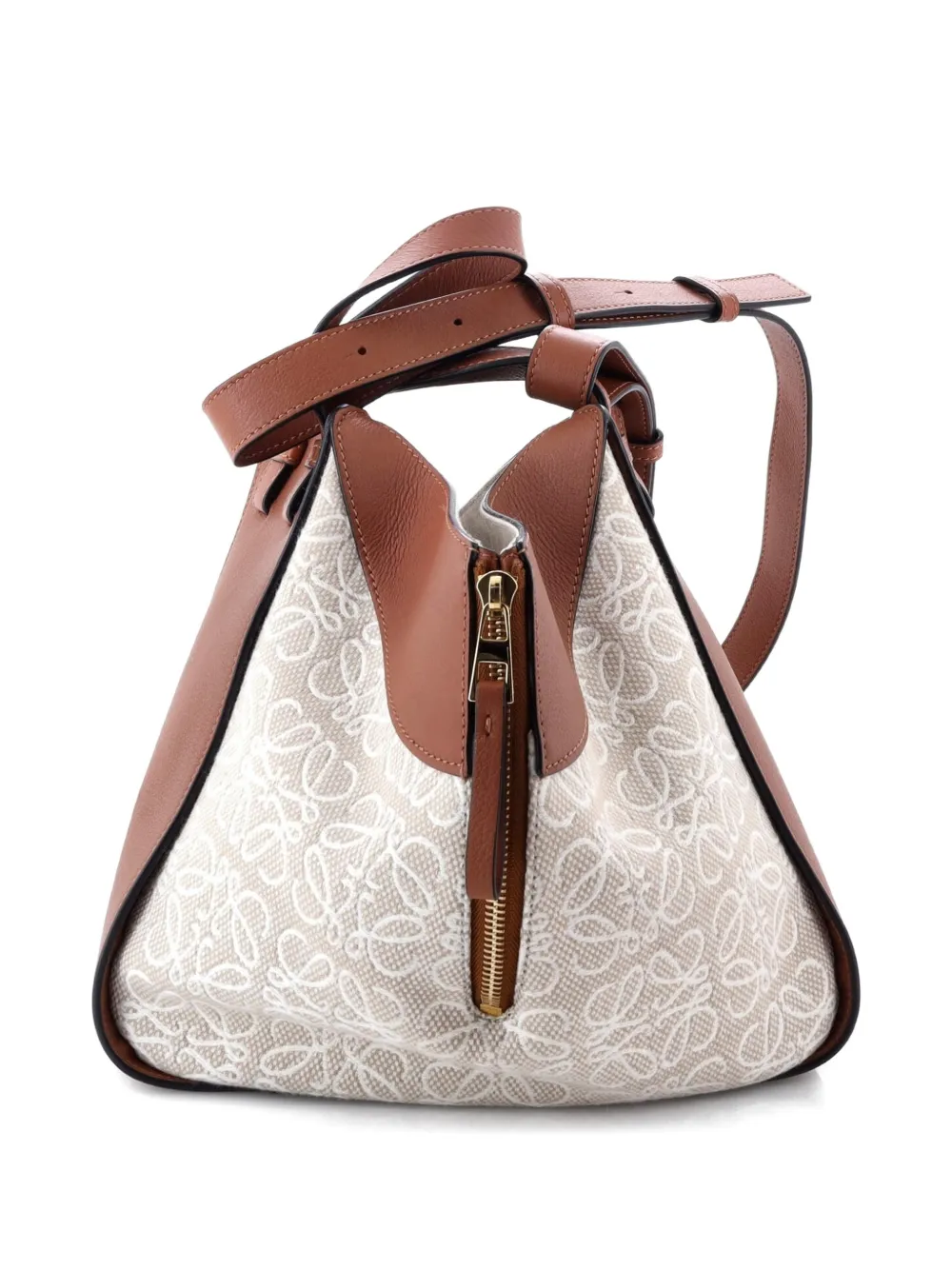 Hammock Bag Leather And Anagram Jacquard Small Shoulder Bag