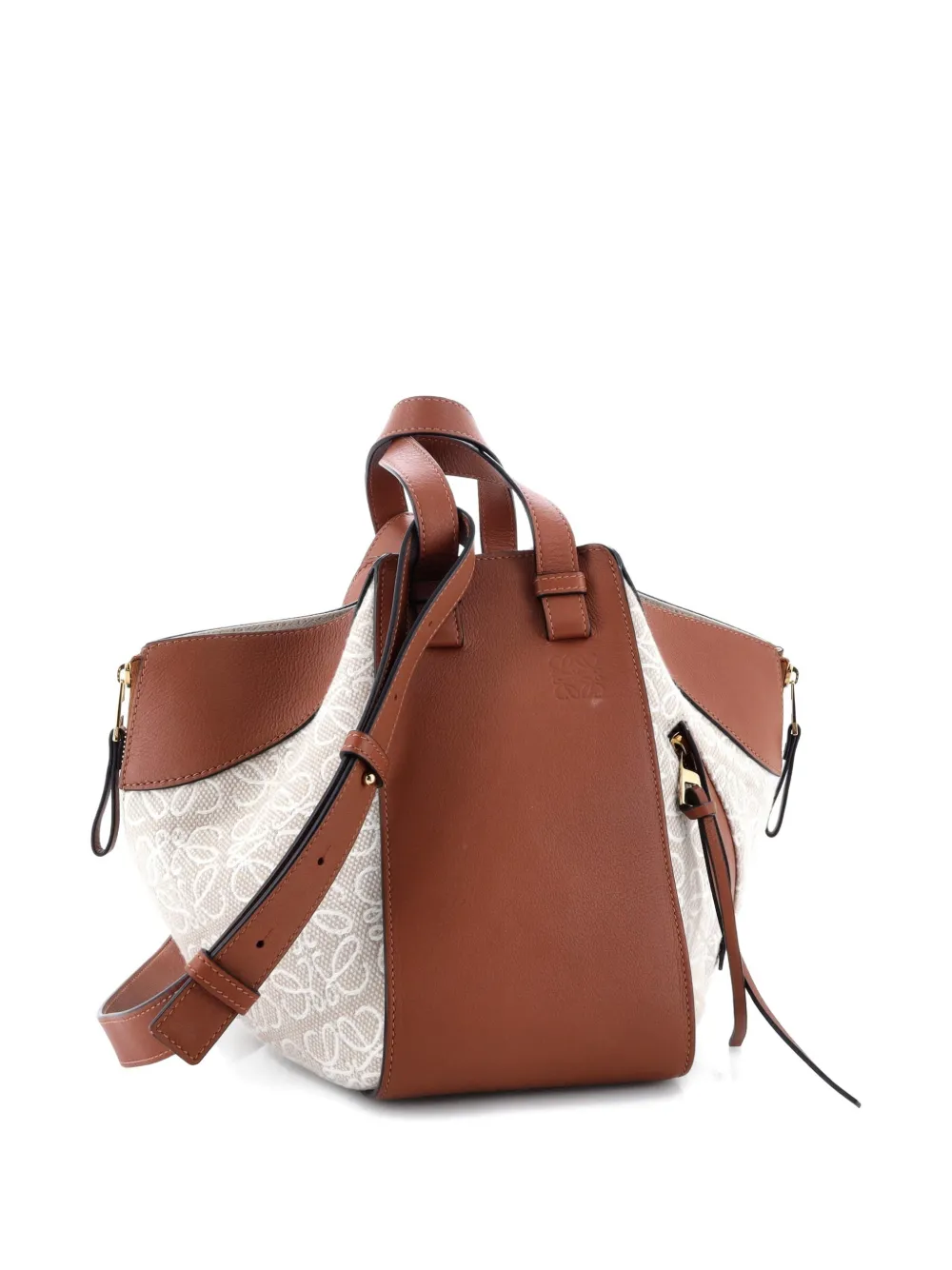 Hammock Bag Leather And Anagram Jacquard Small Shoulder Bag