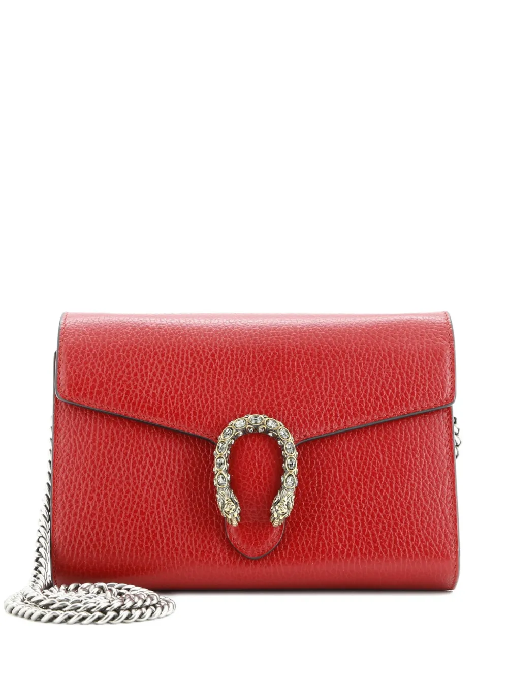 Gucci Pre-Owned Dionysus Chain Wallet Leather with Embellished Detail Small crossbody bag - Rosso