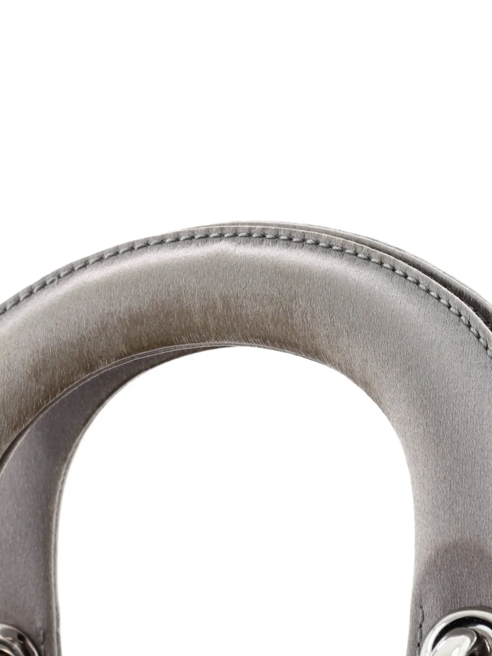 Pre-owned Dior Lady  Bag Crystal Embellished Cannage Quilt Satin Mini Satchel In Gray