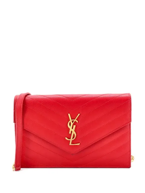 Saint Laurent Pre-Owned Classic Monogram Wallet on Chain Matelasse Chevron Leather Small crossbody bag