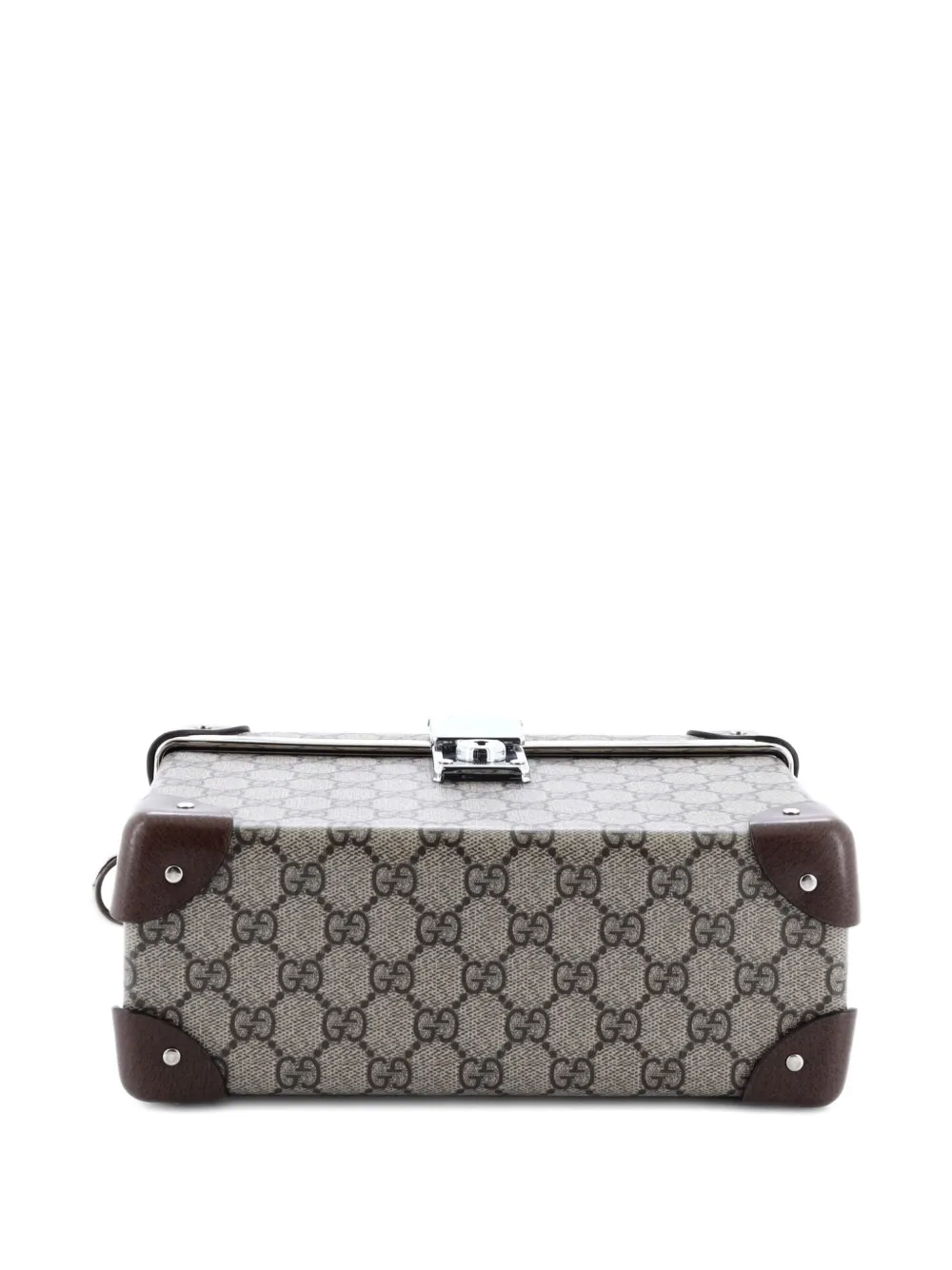 Pre-owned Gucci Bamboo Globe-trotter Vanity Case Gg Coated Canvas Satchel In Brown