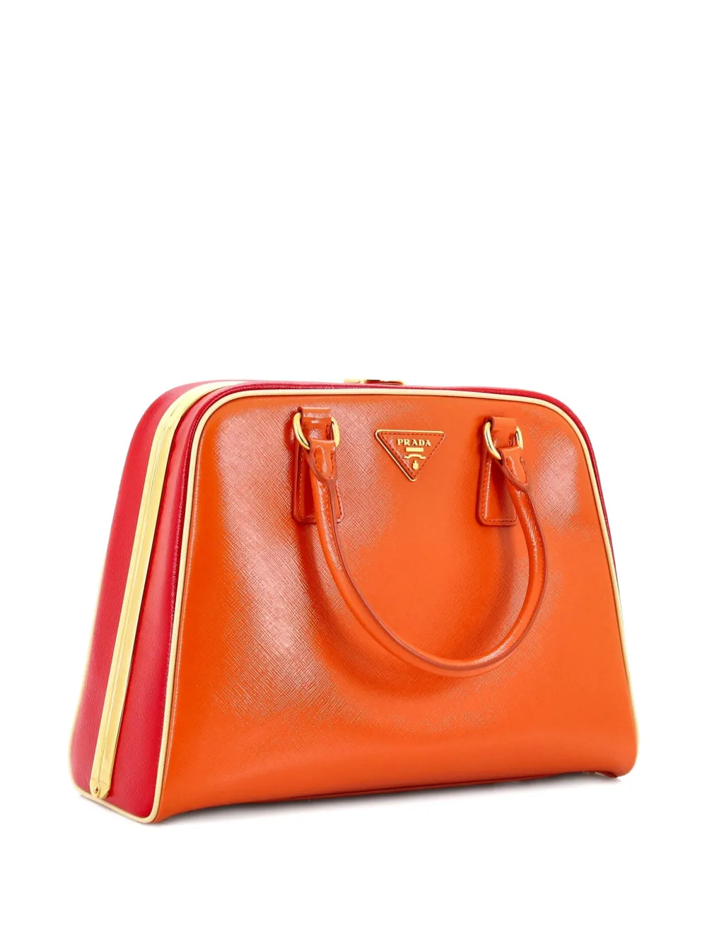 Prada Pre-Owned Pyramid Top Handle Bag Vernice Saffiano Leather Medium satchel | Pre-Owned | Image 2