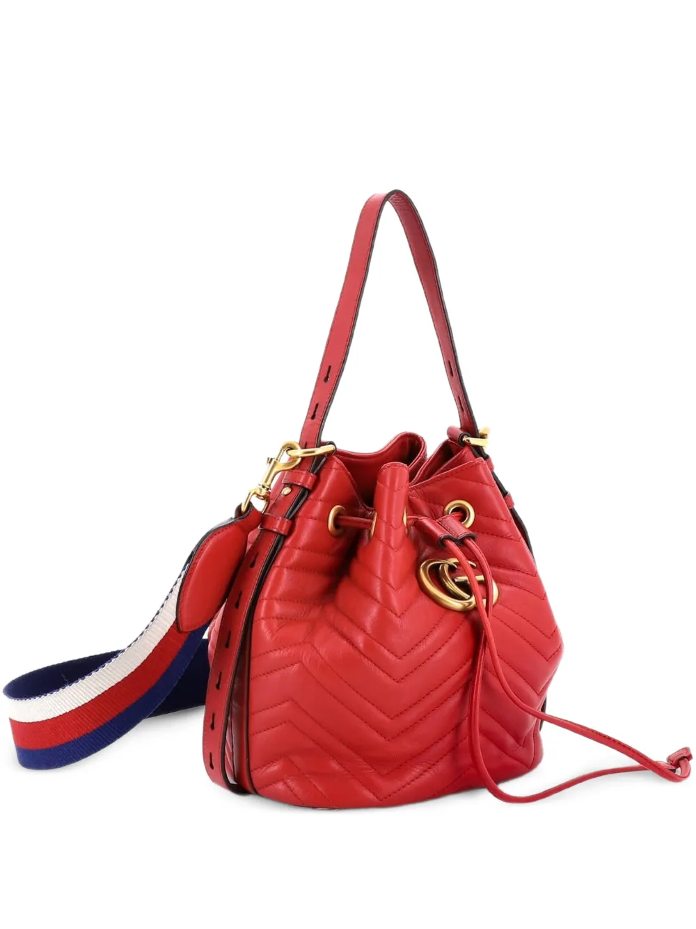 Gucci Pre-Owned GG Marmont Matelasse Leather Small bucket bag - Rosso