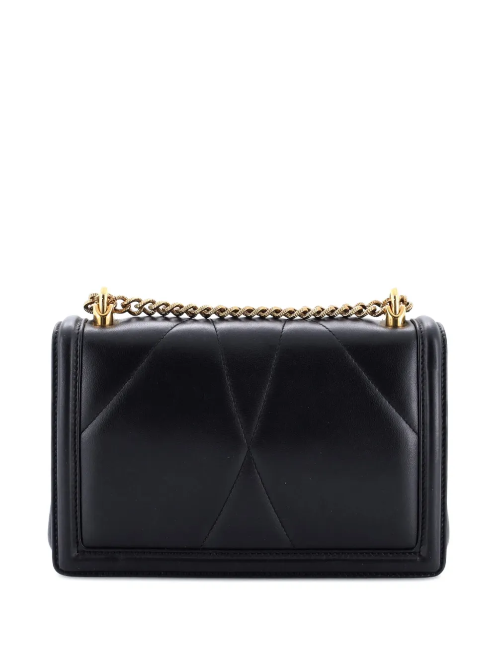 DOLCE & GABBANA Pre-owned Devotion Full Flap Quilted Leather Medium Shoulder Bag In Black