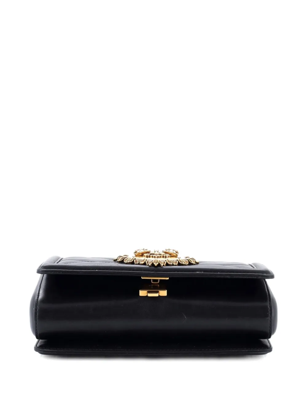 DOLCE & GABBANA Pre-owned Devotion Full Flap Quilted Leather Medium Shoulder Bag In Black