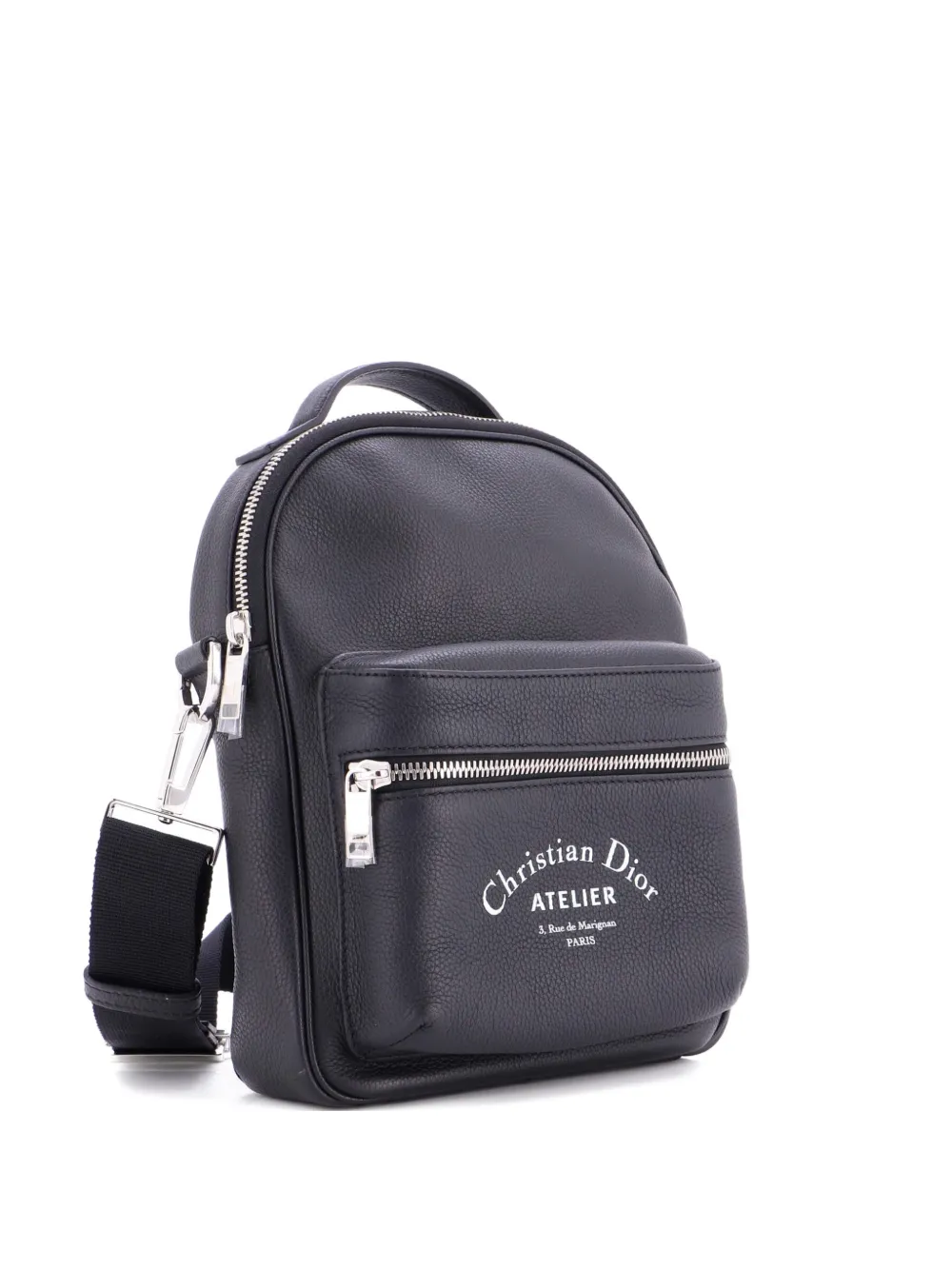 Pre-owned Dior Rider Leather Mini Backpack In Black