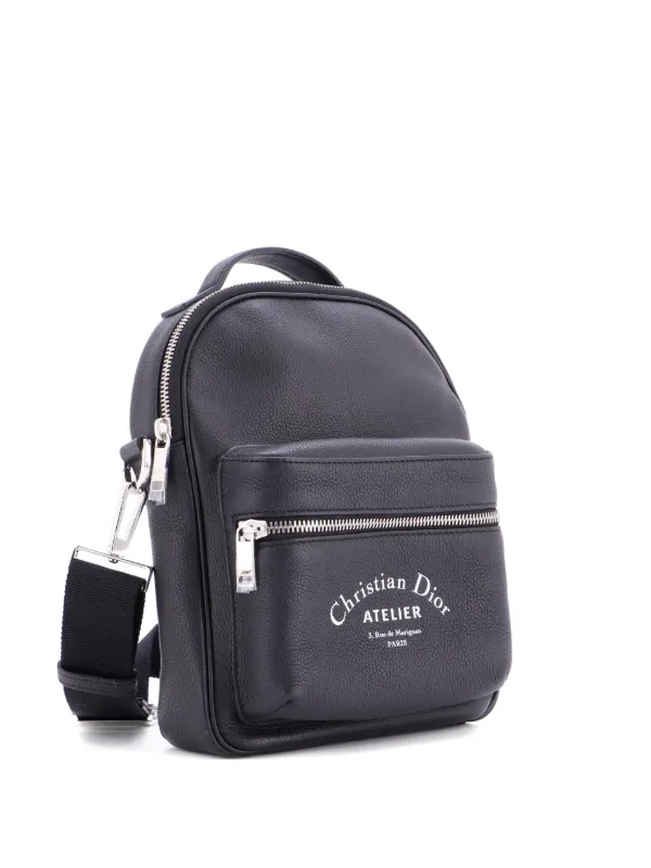 christian dior mini backpack Christian Dior Pre-Owned Rider Leather Mini Backpack | Black