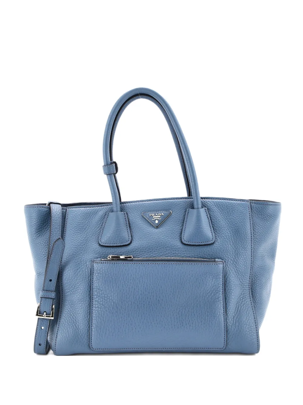 Pre-owned Prada Front Pocket Wing Convertible Vitello Daino Tote Bag In Blue