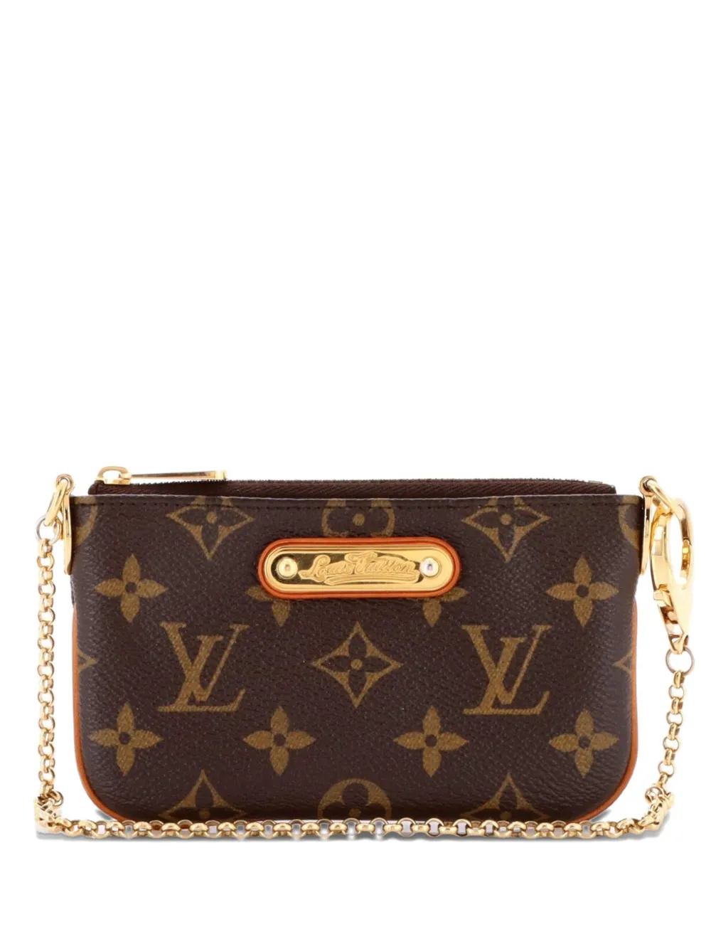 Pre-owned Louis Vuitton Milla Pochette Monogram Canvas Pm Clutch Bag In Brown