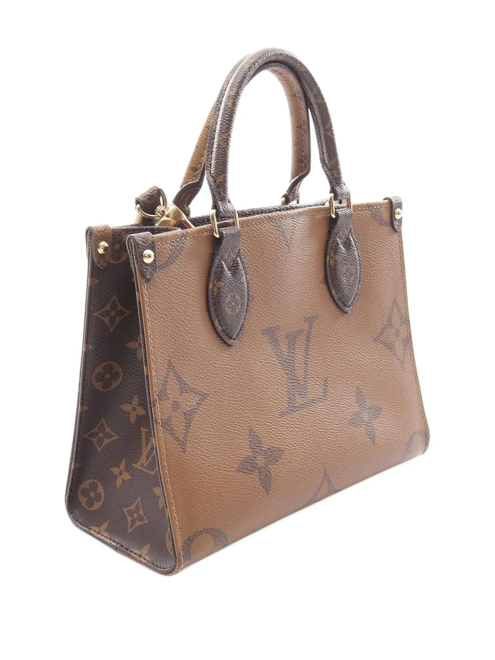 Pre-owned Louis Vuitton 2021-2025 Monogram Reverse Giant Onthego Pm Handbag In Brown