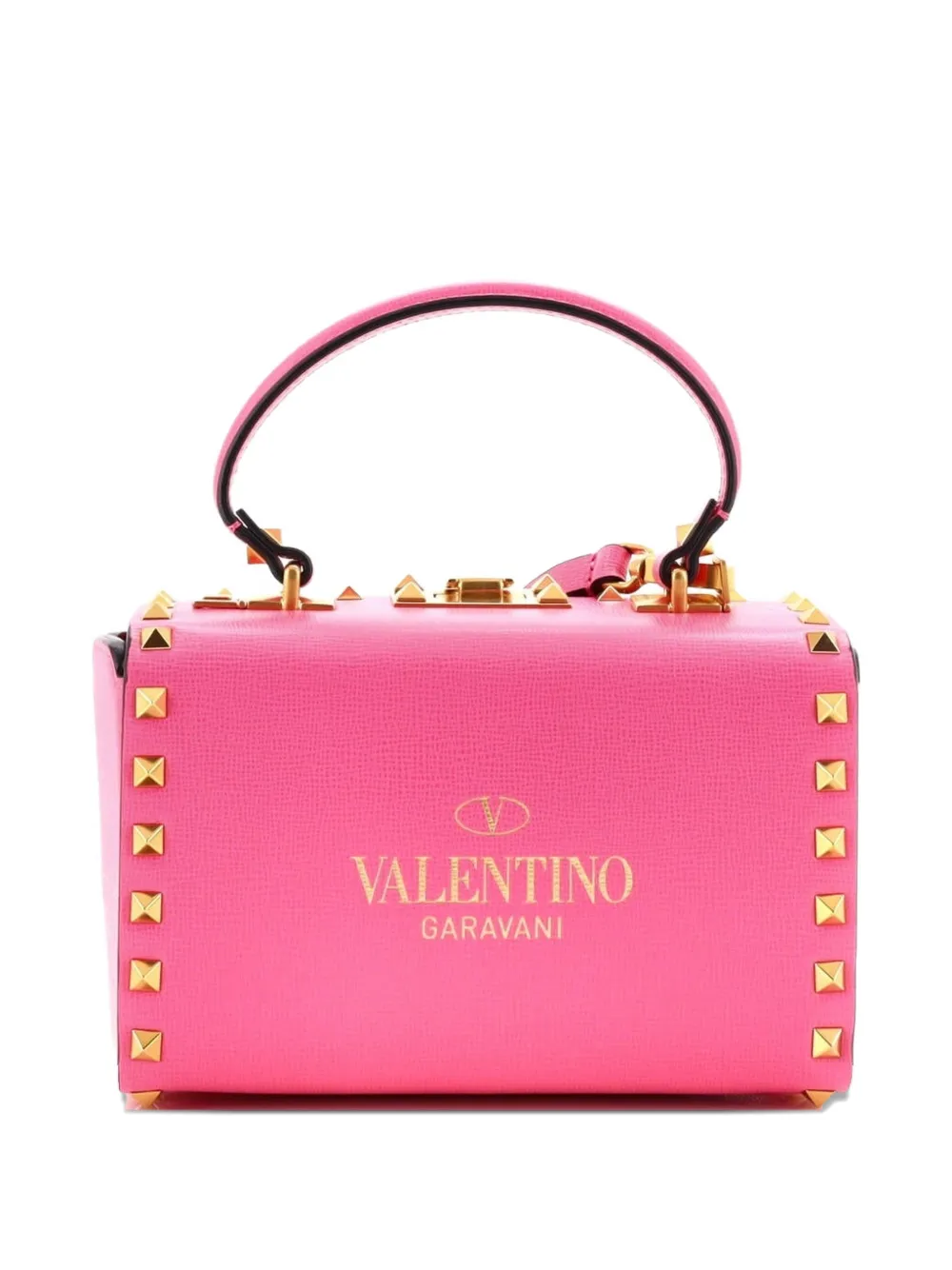 Pre-owned Valentino Garavani Rockstud Alcove Box Bag Leather Satchel In Pink