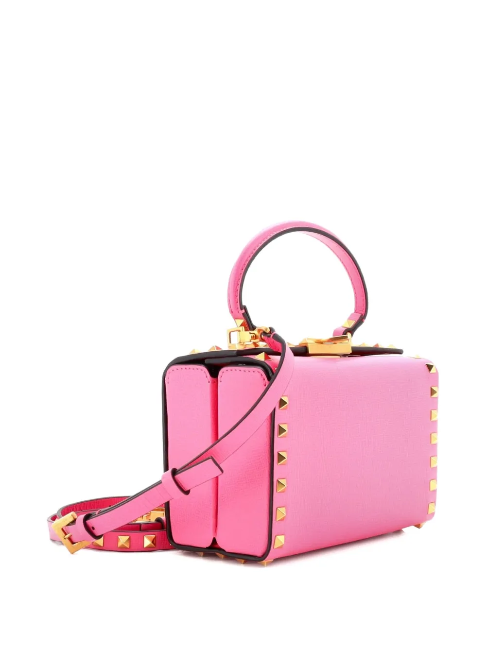 Pre-owned Valentino Garavani Rockstud Alcove Box Bag Leather Satchel In Pink