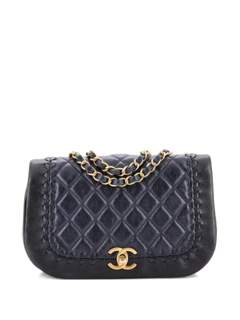 CHANEL Pre-Owned Bicolor Braided Saddle Flap Bag Quilted Lambskin Small crossbody bag