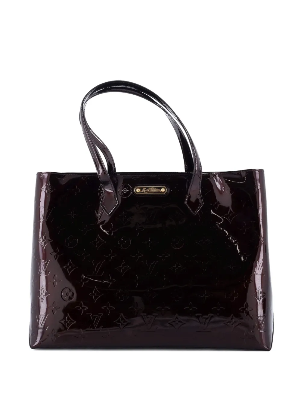 Pre-owned Louis Vuitton Wilshire Handbag Monogram Vernis Mm Tote Bag In Red