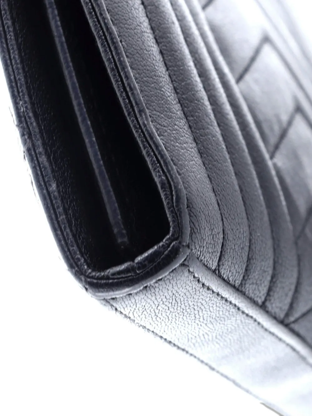 Pre-owned Saint Laurent Classic Monogram Envelope Satchel Mixed Matelasse Leather Small Crossbody Bag In Black