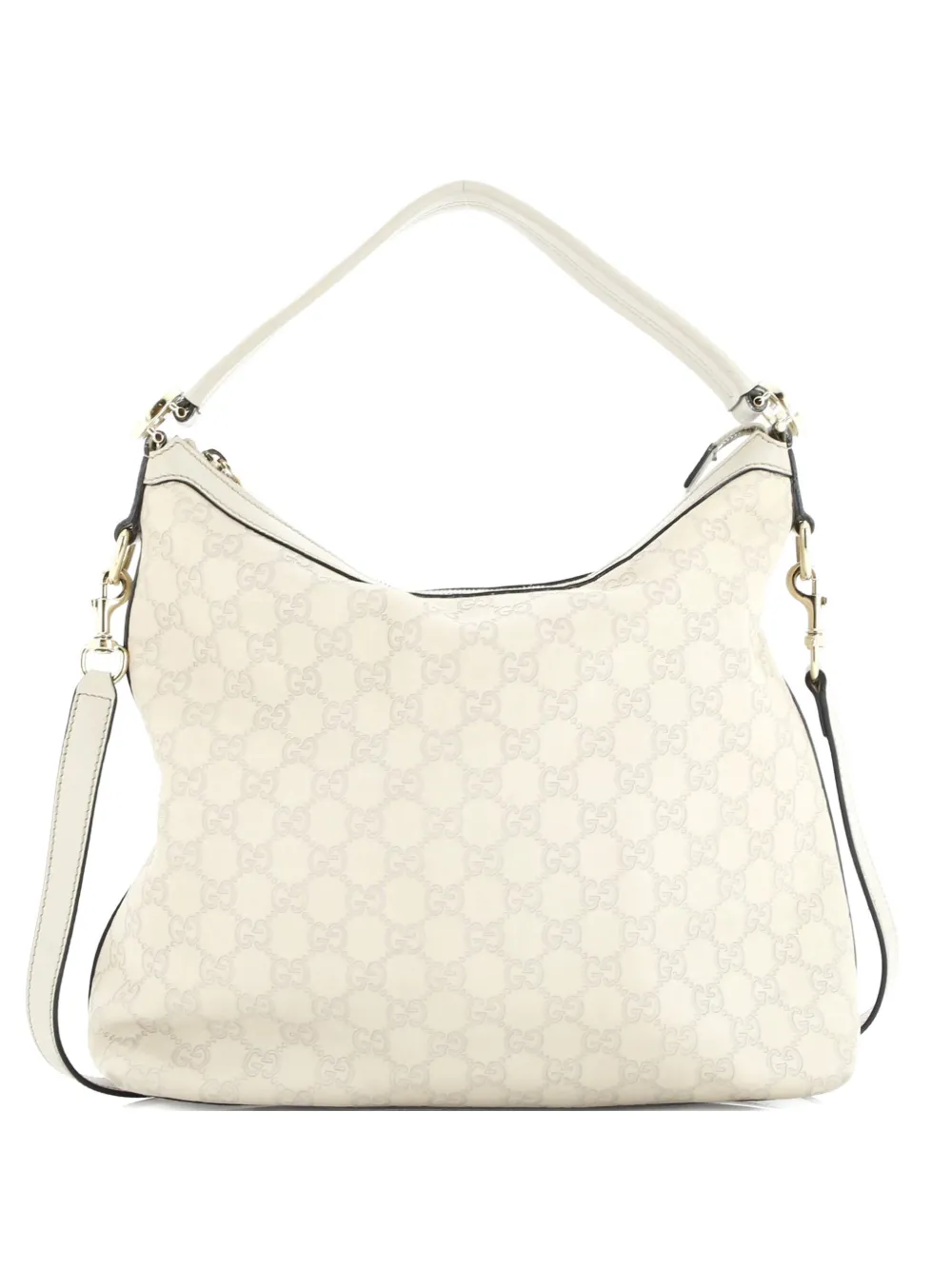 Pre-owned Gucci Linea A Ssima Leather Hobo Bag In Neutral