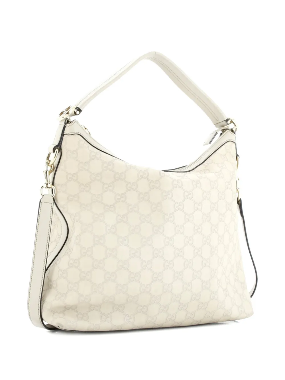 Pre-owned Gucci Linea A Ssima Leather Hobo Bag In Neutral