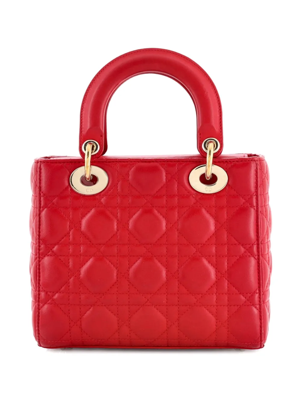 Pre-owned Dior My Lady  Bag Cannage Quilt Lambskin Satchel In Red