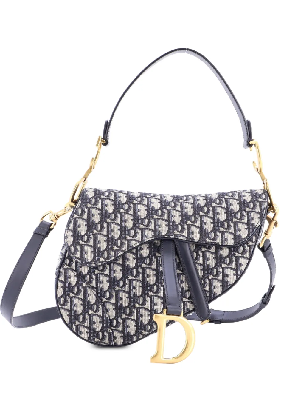 Christian Dior Pre-Owned Saddle Handbag with Strap Oblique Canvas Medium shoulder bag - Blu