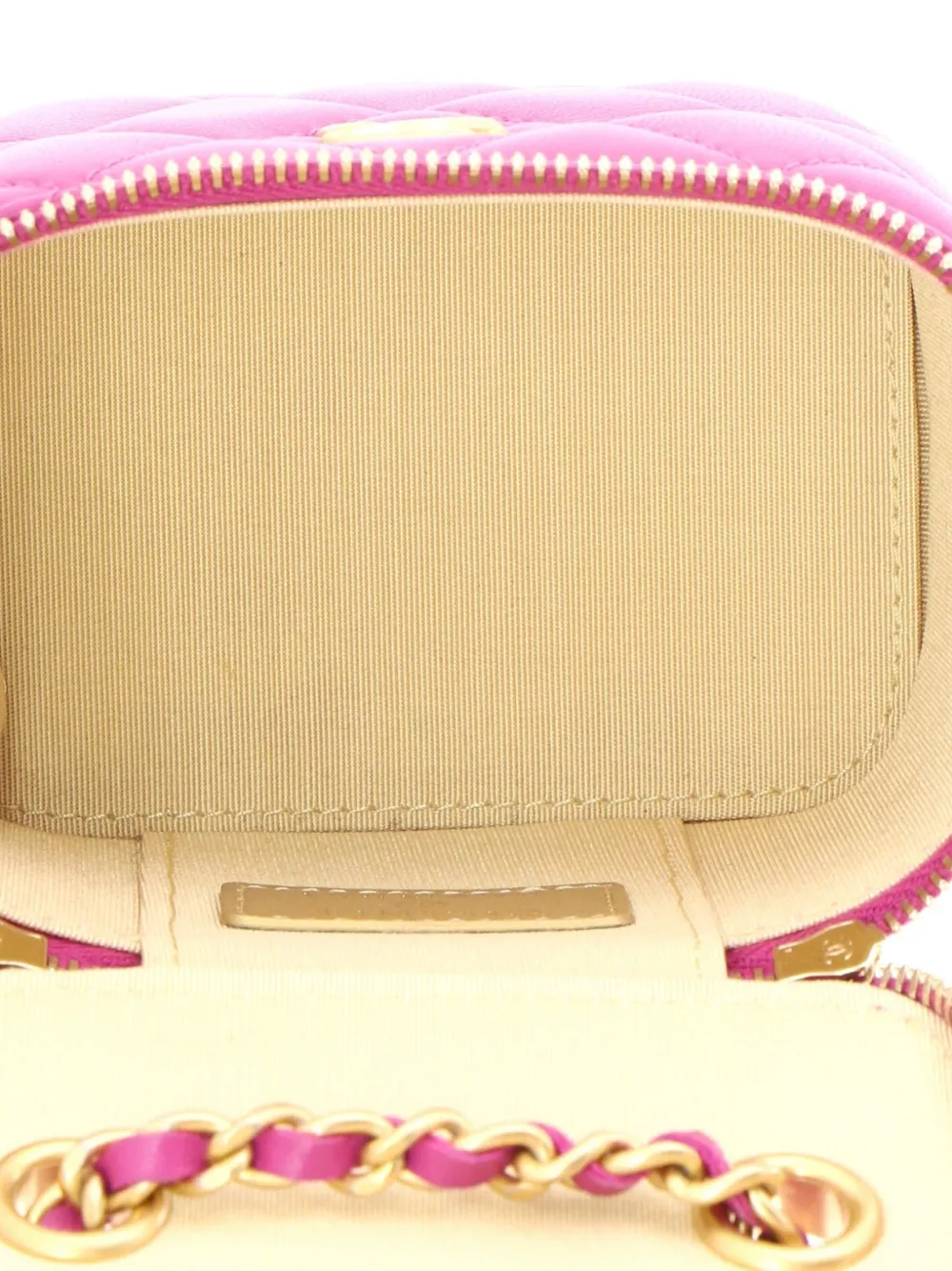 CHANEL Pre-owned Pearl Crush Vanity Case With Chain Quilted Lambskin Mini Clutch Bag In Purple