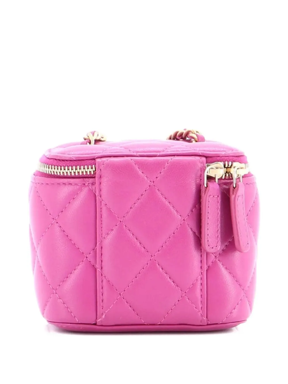 CHANEL Pre-owned Pearl Crush Vanity Case With Chain Quilted Lambskin Mini Clutch Bag In Purple