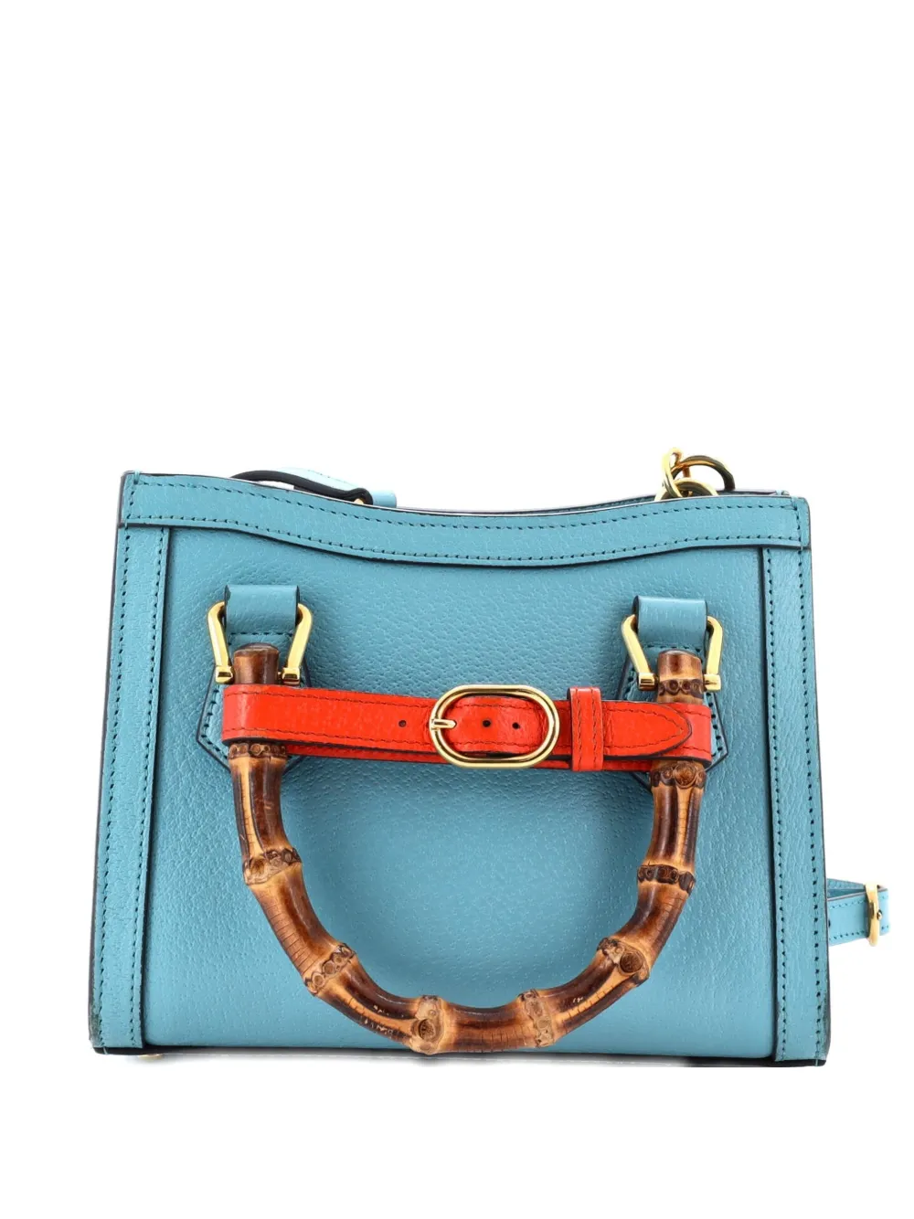 Pre-owned Gucci Diana Nm Bamboo Handle Tote Leather Mini Crossbody Bag In Blue